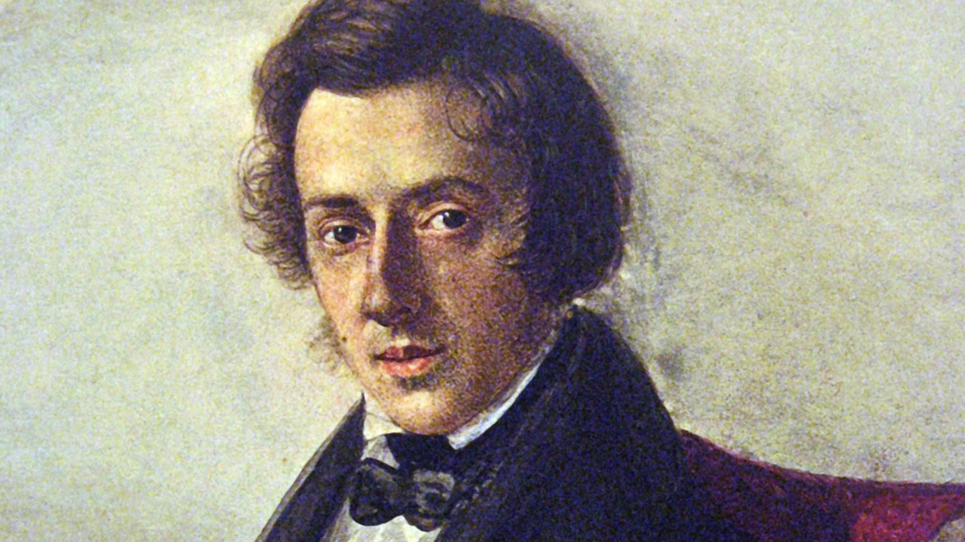 Der Komponist Frédéric Chopin auf einem Porträt, das seine Verlobte Maria Wodzińska um das Jahr 1835 anfertigte