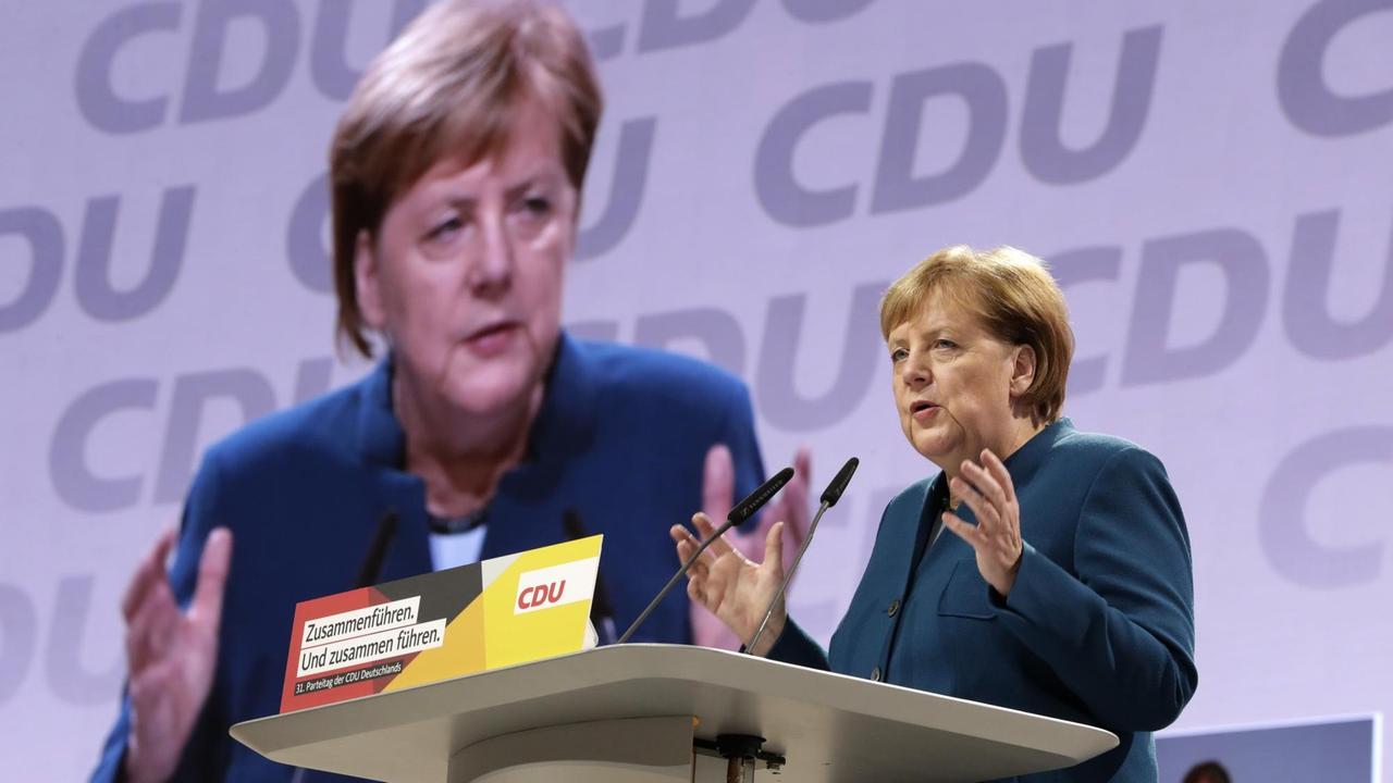 Angela Merkel bei ihrer Abschiedsrede als CDU-Chefin