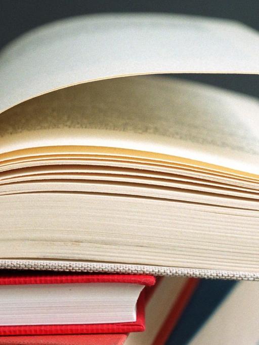 Bücher auf einem Bücherstapel.