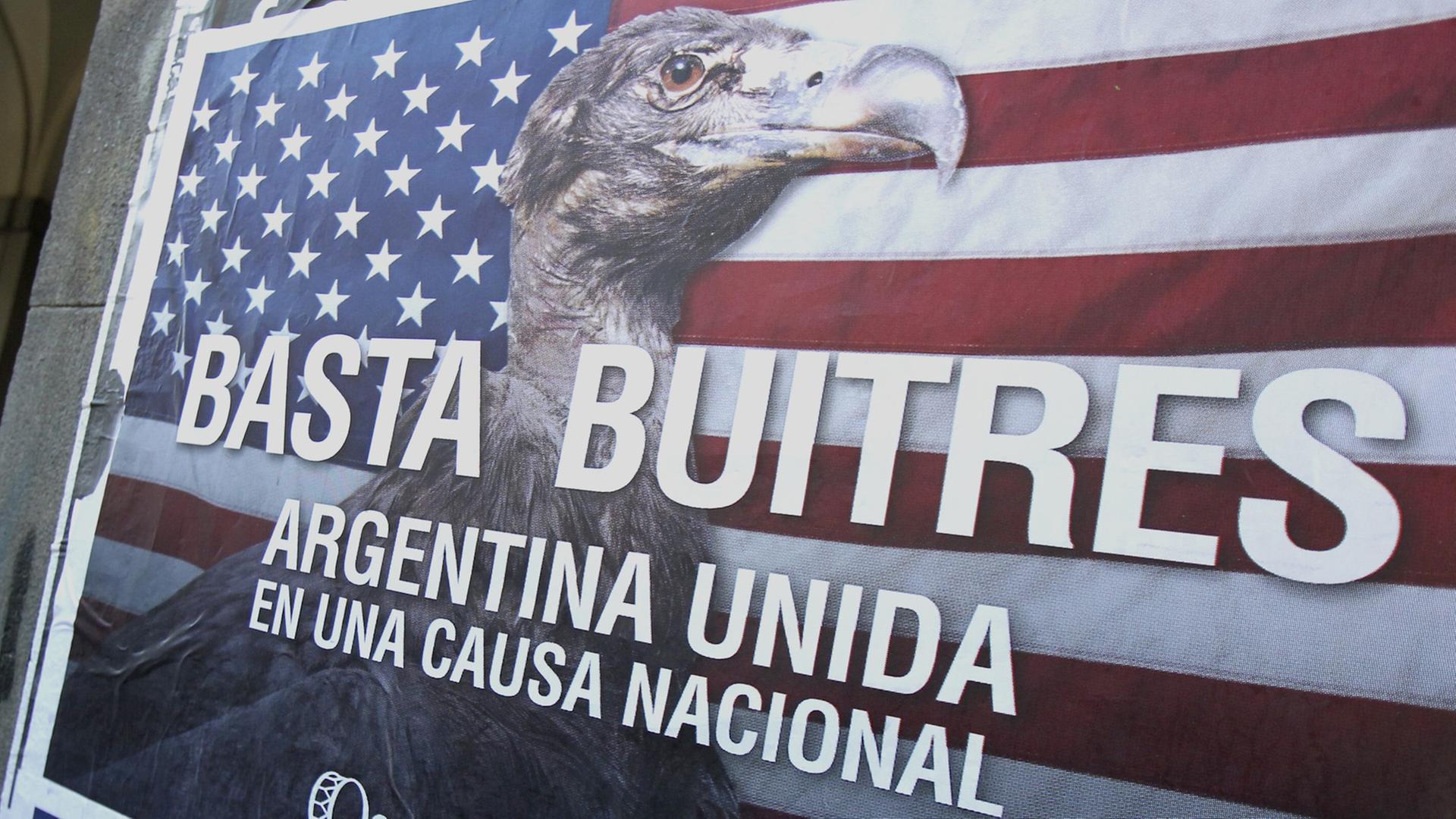 Protestplakat gegen Hedgefonds in Argentinien Protestplakat gegen Hedgefonds in Argentinien