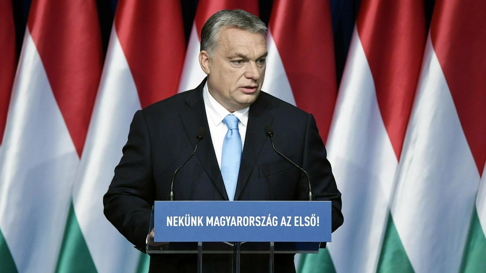 Der ungarische Ministerpräsident Viktor Orban spricht zur Nation.