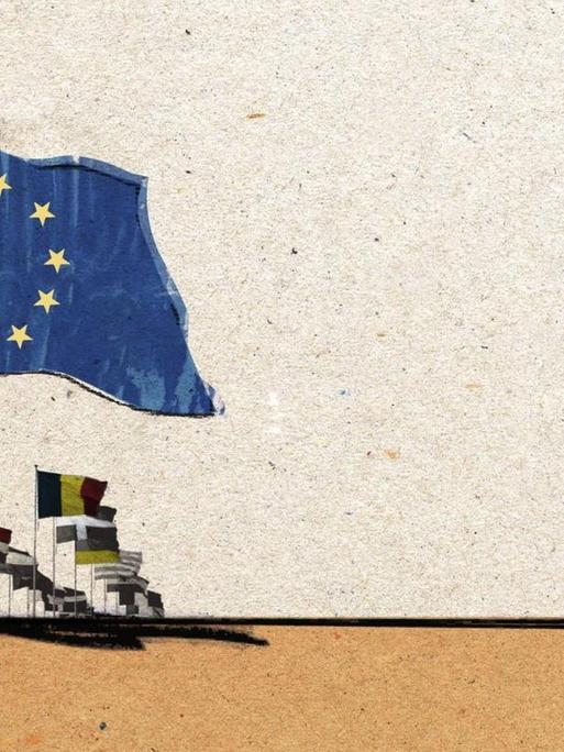 EU Flagge überschattet kleiner Flaggen