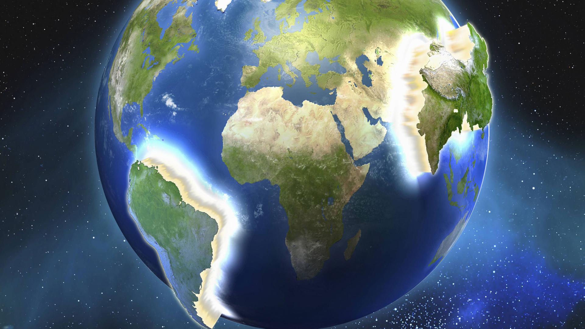 Globus mit Südamerika, Afrika und Asien