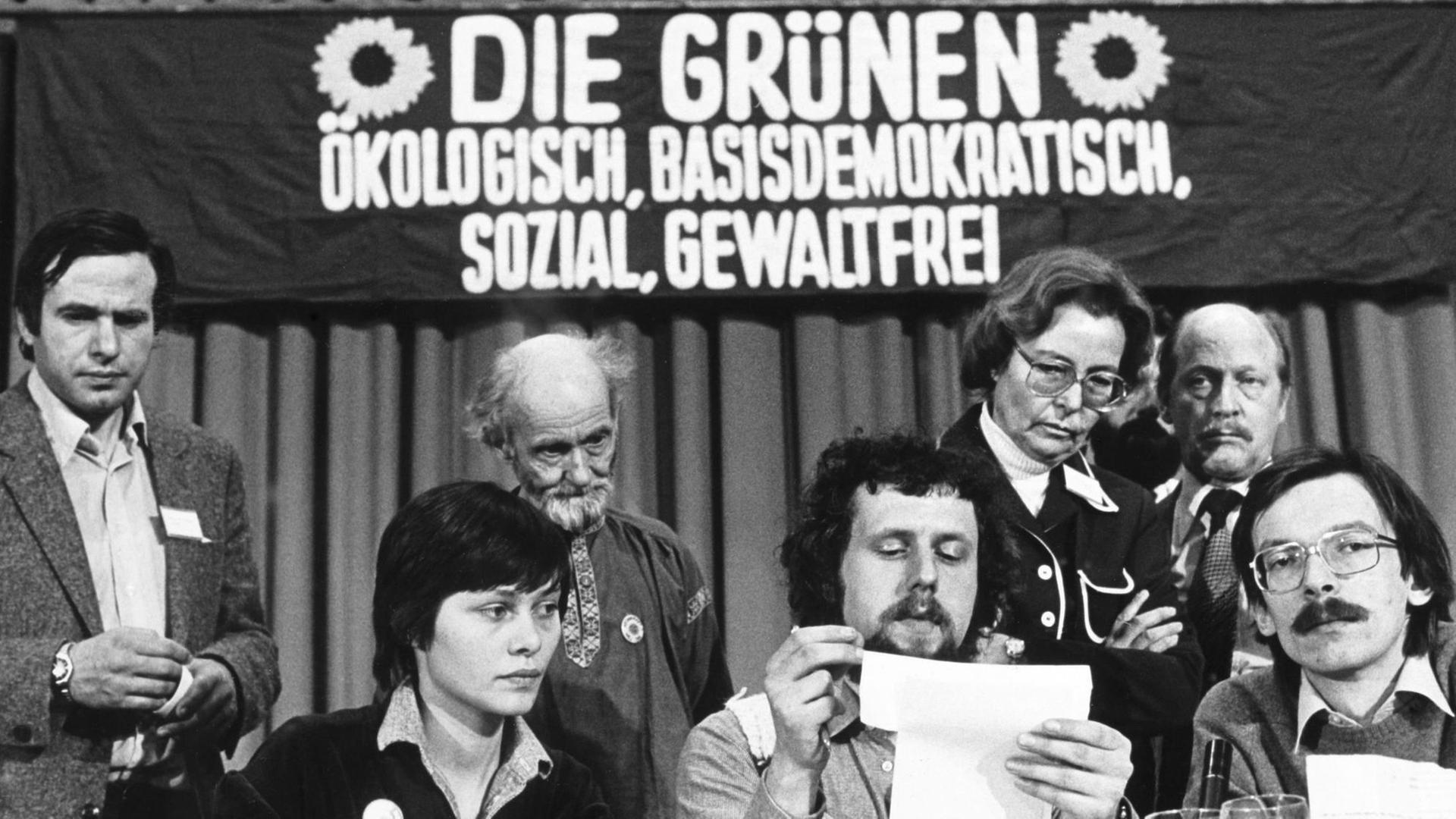Gründungsparteitag der Grünen in der Stadthalle in Karlsruhe