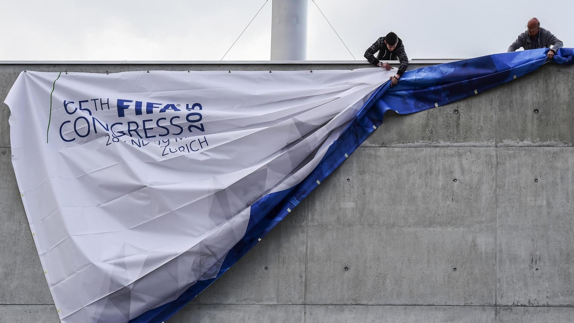 Banner für den Fifa-Kongress