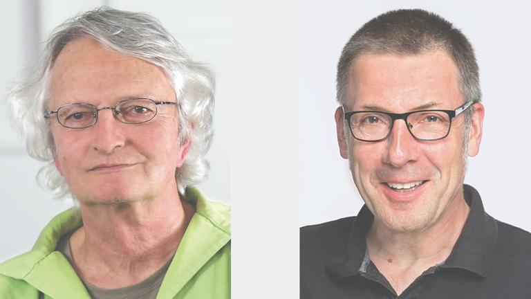 Im Porträt:links: Manfred Folkers; rechts: Niko Paech
