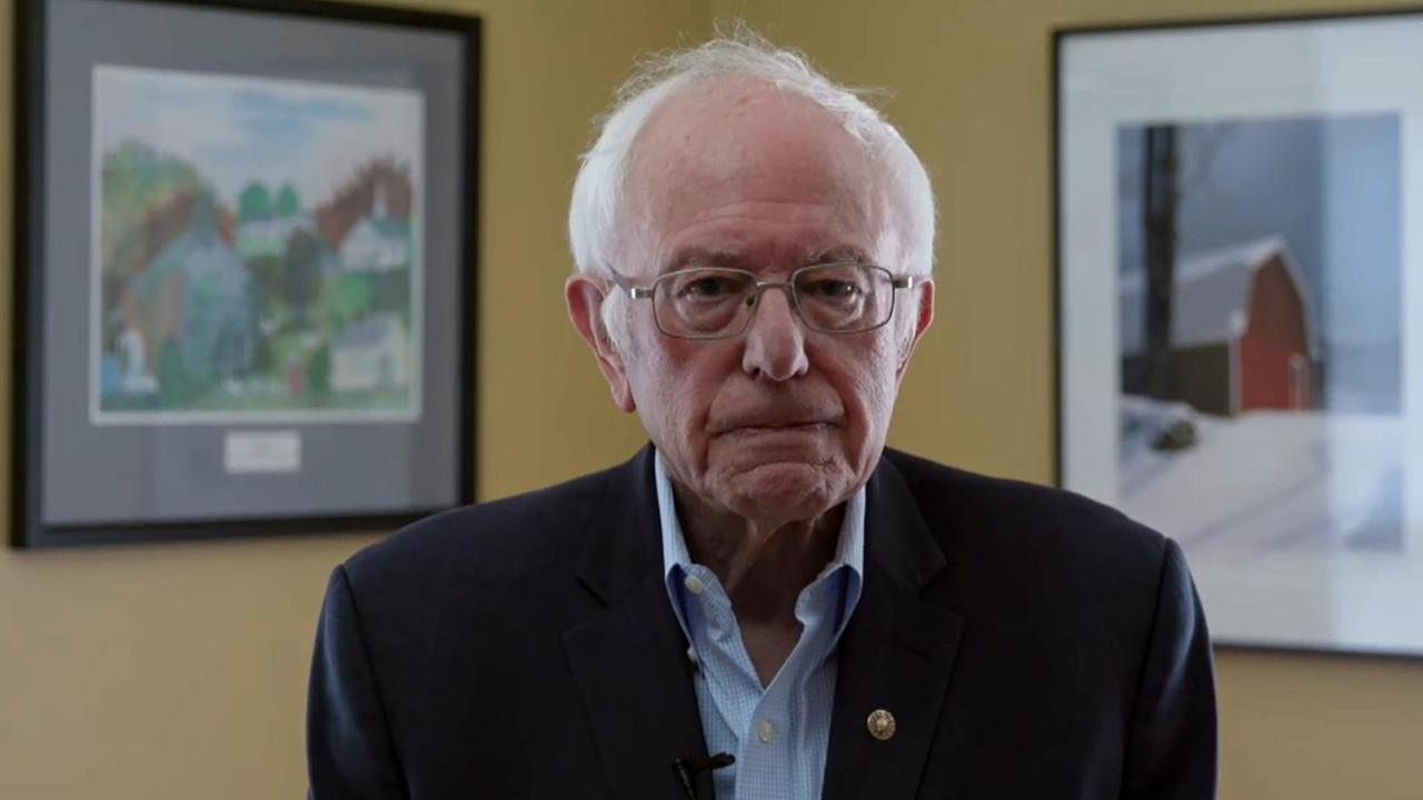 Der Senator Bernie Sanders spricht in einer Videobotschaft zu seinen Anhängern.