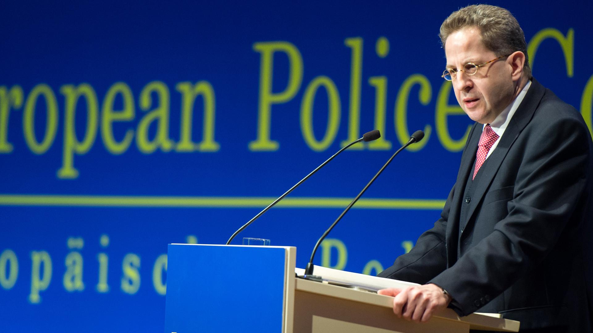 Hans-Georg Maaßen, Präsident des Bundesamtes für Verfassungsschutz, spricht beim 18. Europäischen Polizeikongress.