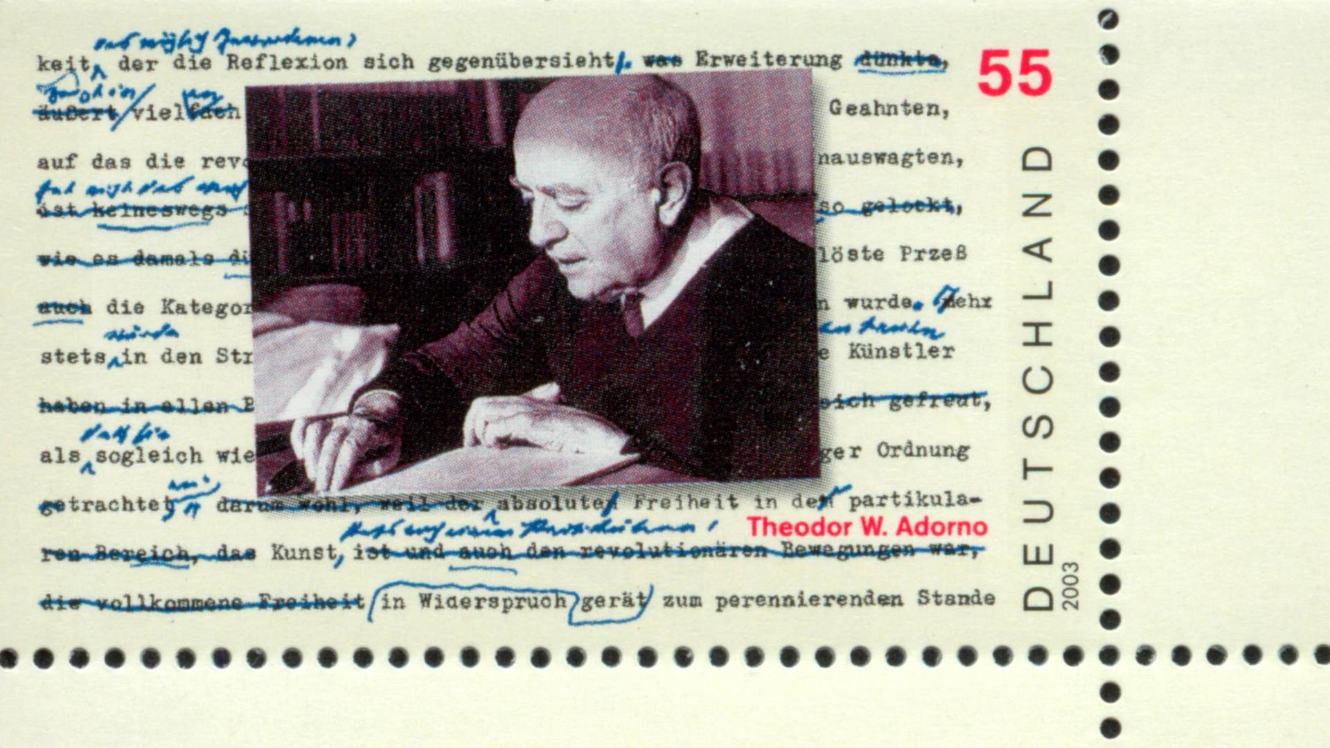 Theodor W. Adorno-Briefmarke der Deutschen Bundespost aus dem Jahr 2007