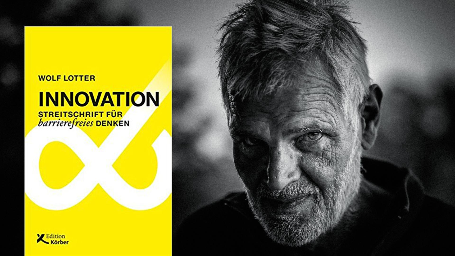 Buchcover: "Innovations" - ein älterer Mann kann auch innovativ denken und handeln. Zu sehen ist ein älterer Mann mit grauem Bart.