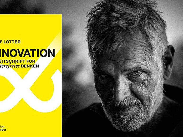 Buchcover: "Innovations" - ein älterer Mann kann auch innovativ denken und handeln. Zu sehen ist ein älterer Mann mit grauem Bart.
