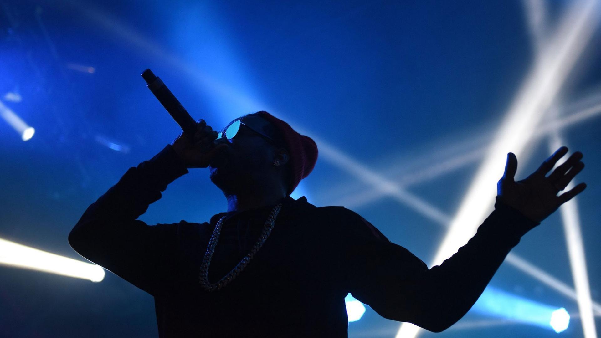 Der Rapper Juice J auf der Bühne der Red Bull Music Academy in Detroit.