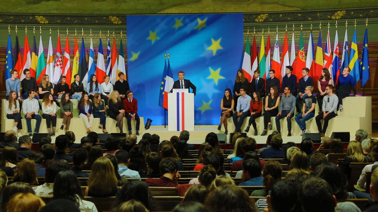 Emmanuel Macron hielt seine Rede zu Europa am 26. September 2017 an der Universität Sorbonne