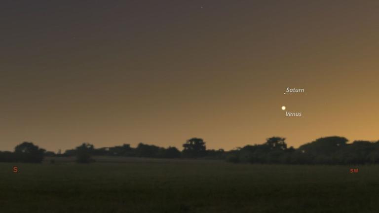 Venus und Saturn am Abendhimmel 