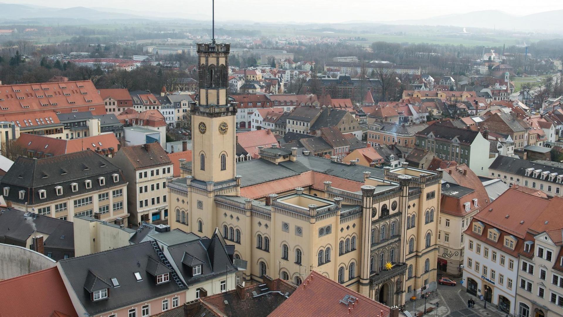 Blick auf das Zittauer Rathaus