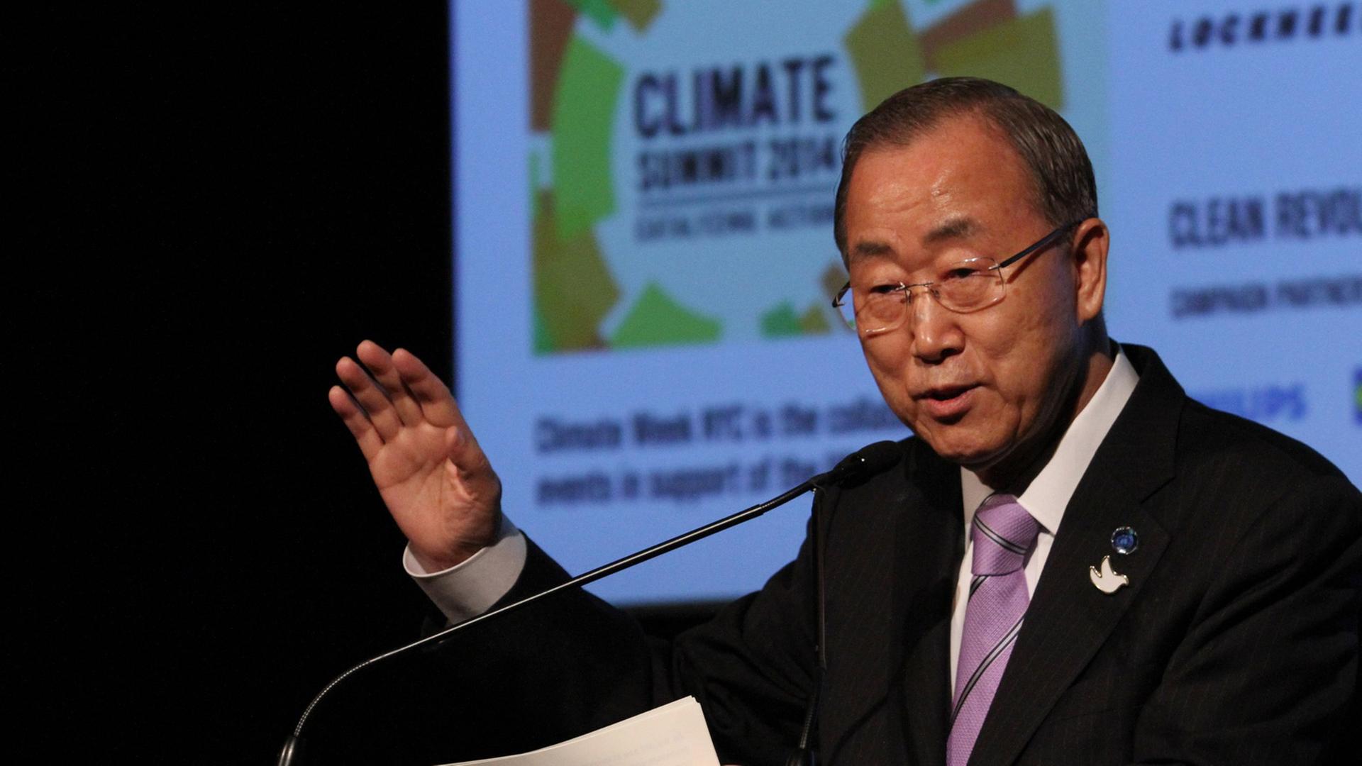 UNO-Generalsekretär Ban Ki-Moon spricht auf der Konferenz.