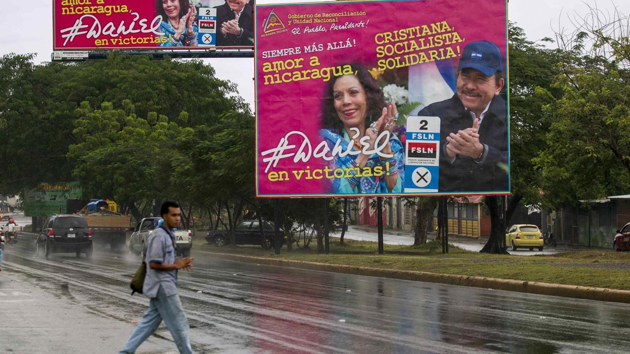 Wahlkampf in Nicaragua: Am 6. November wollen sich Daniel  Ortega und seine Frau wiederwählen lassen.