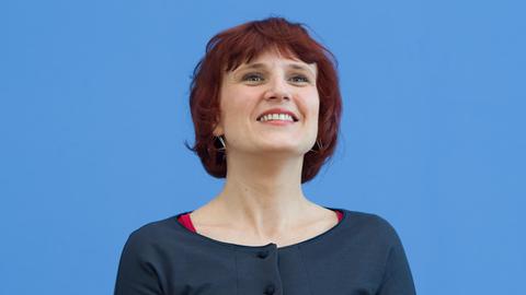 Die Vorsitzende der Partei Die Linke, Katja Kipping, aufgenommen am 27.03.2017 in Berlin während einer Pressekonferenz, Thema war das Ergebnis der Landtagswahl im Saarland.