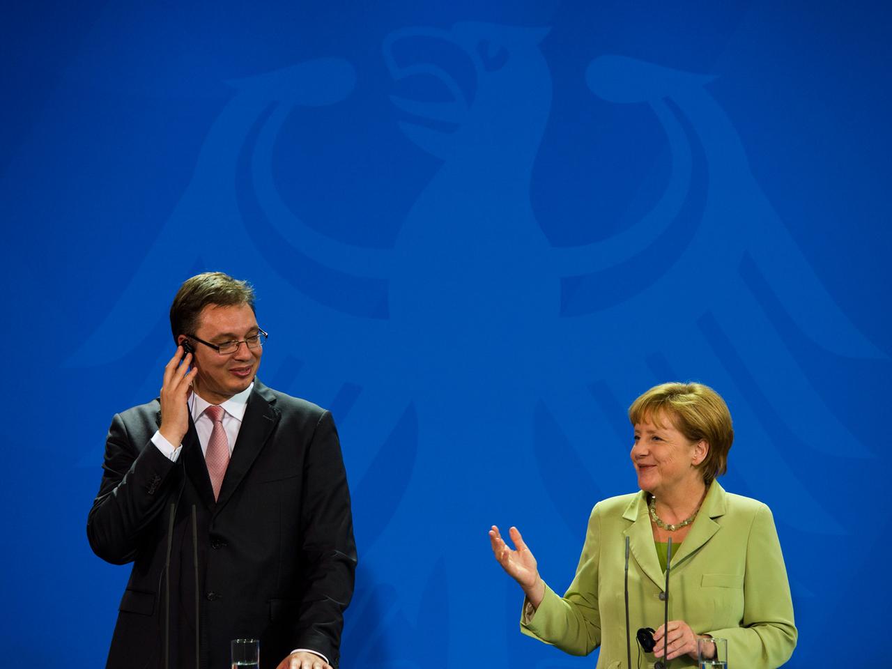 Bundeskanzlerin Angela Merkel und Serbiens Premierminister Aleksandar Vucic.