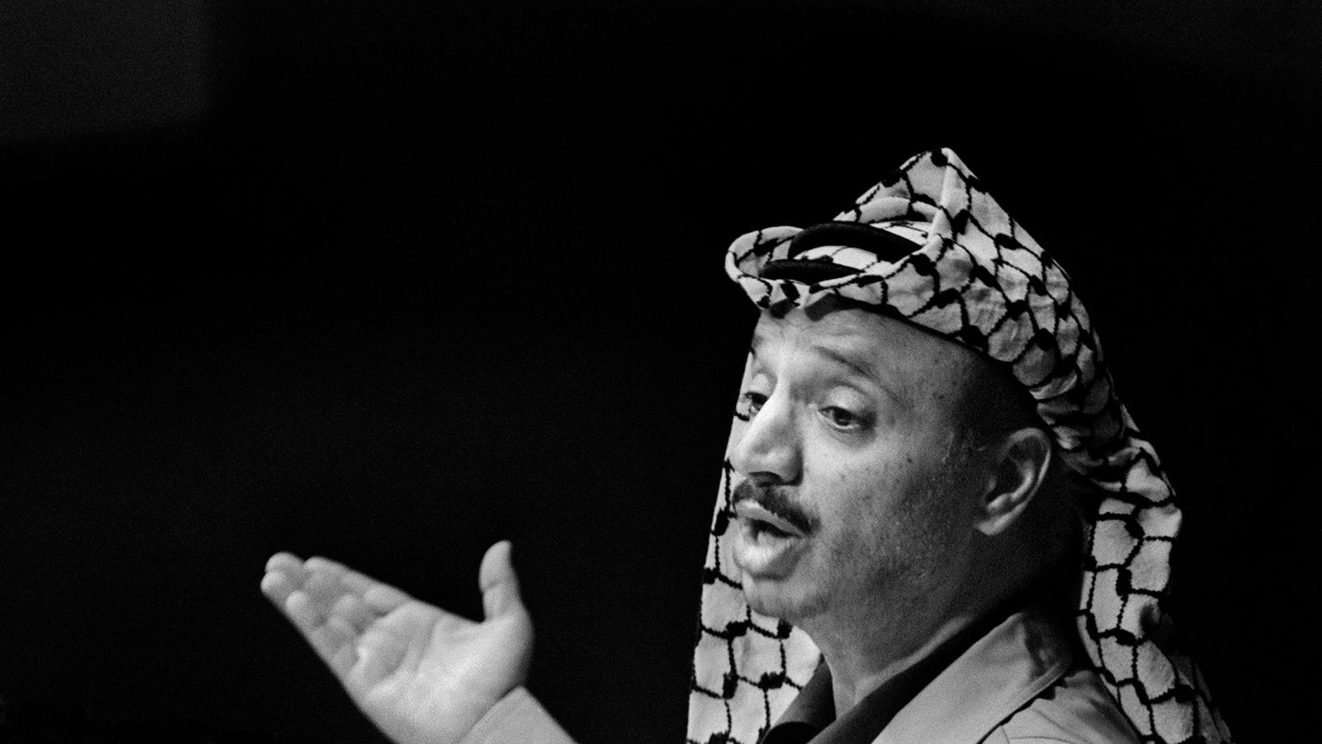 PLO-Chef Jassir Arafat während seiner ersten Rede vor der Vollversammlung der Vereinten Nationen.