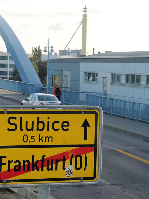 Die Grenze zwischen dem deutschen Frankfurt (Oder) und dem polnischen Slubice.