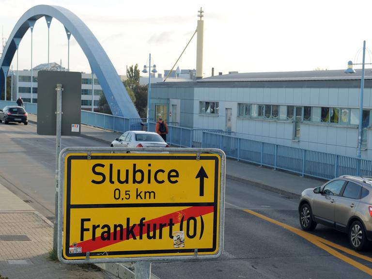 Die Grenze zwischen dem deutschen Frankfurt (Oder) und dem polnischen Slubice.