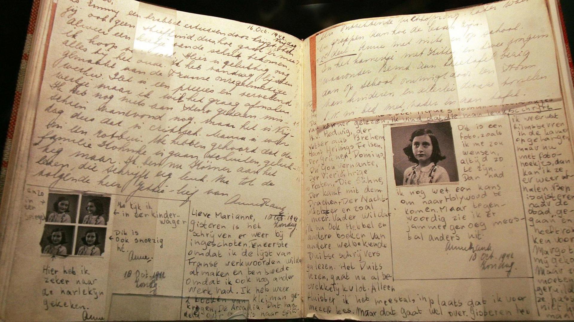 Die Seite eines Tagebuchs der Anne Frank