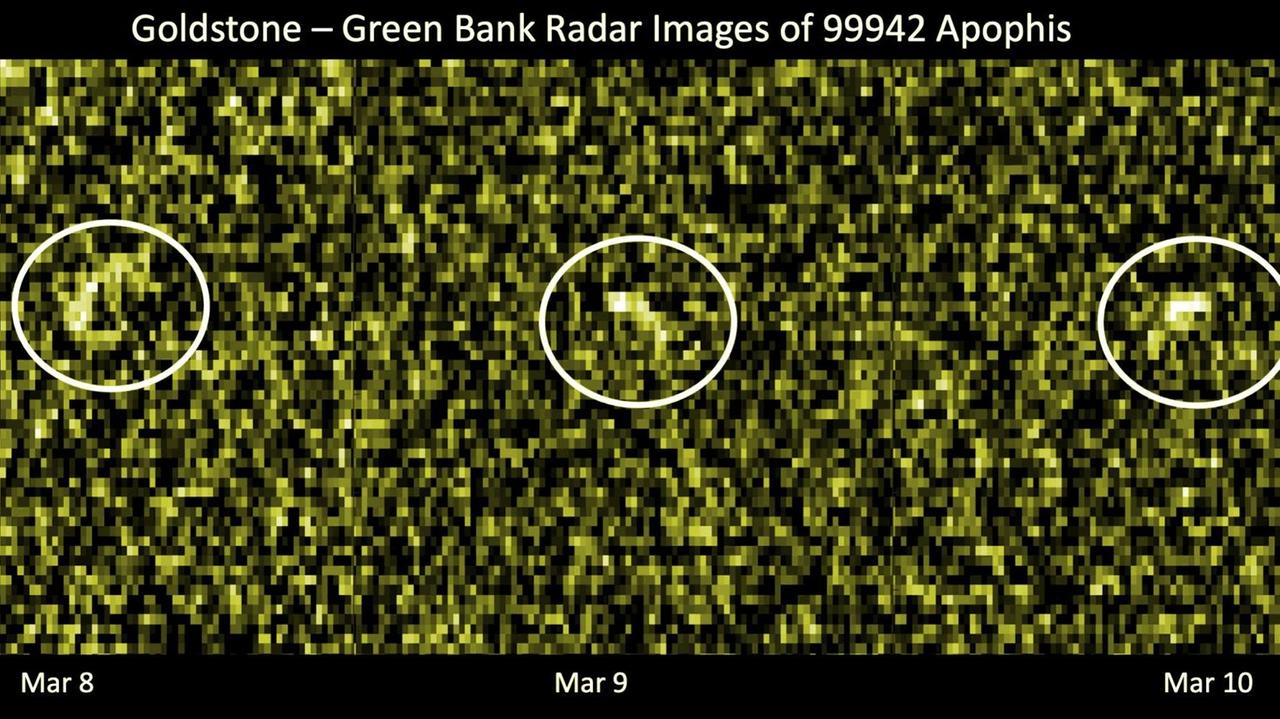 Kaum über dem Rauschen, aber doch deutlich zu erkennen: Radarbeobachtungen des Asteroiden Apophis im März 2021 
