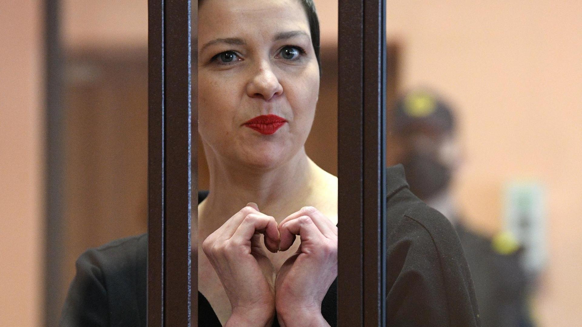 Die belarusische Oppositionsführerin Maria Kolesnikowa vor einem Gericht in Minsk.