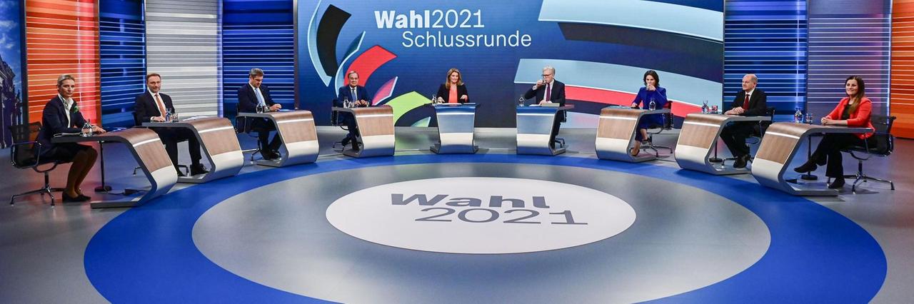 Die Spitzenkandidatinnen und -kandidaten der im Bundestag vertretenen Parteien treffen bei ARD und ZDF aufeinander. 