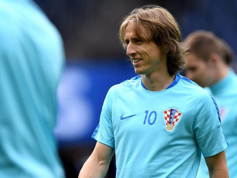 Luka Modric, Spieler der kroatischen Mannschaft, beim Training kurz vor ihrem ersten Spiel bei der Europameisterschaft in Frankreich.