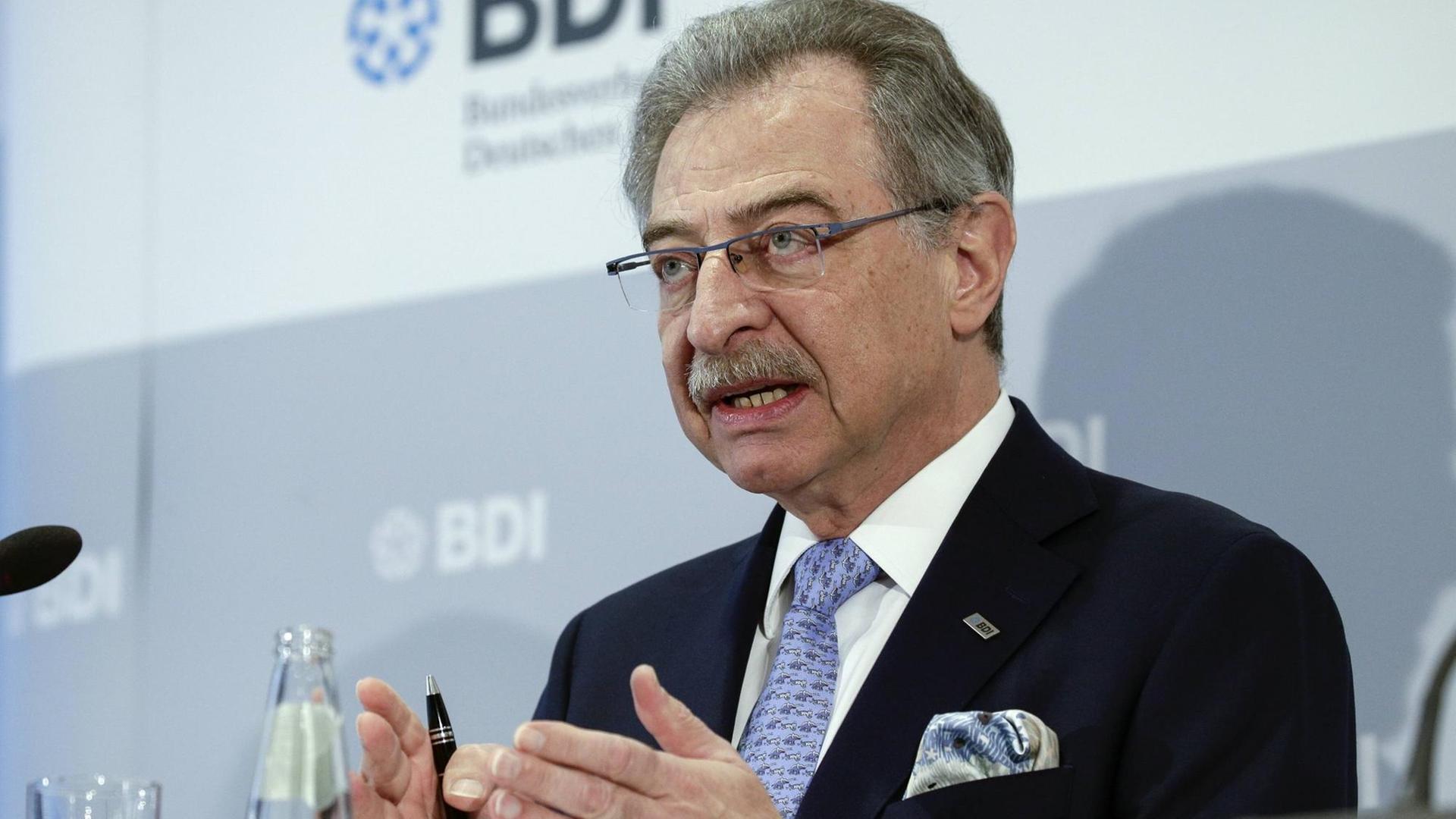Der Präsident des Bundesverband der Deutschen Industrie, BDI, Dieter Kempf, spricht auf einer Pressekonferenz seiner Organisation im Januar 2019