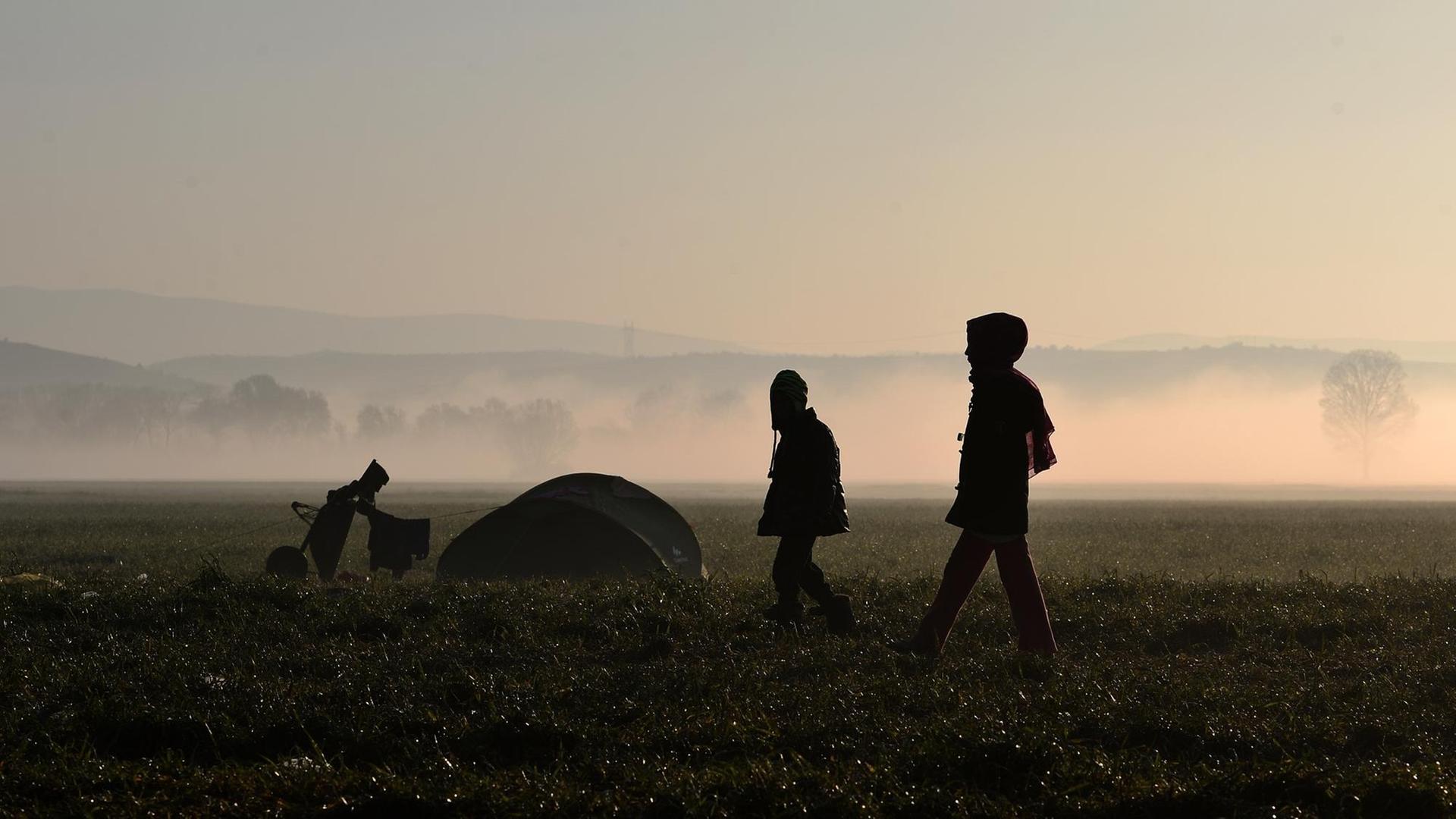 Das griechische Flüchtlingslager Idomeni am 19.3.2016. Tausende Interviews stecken hier fest.