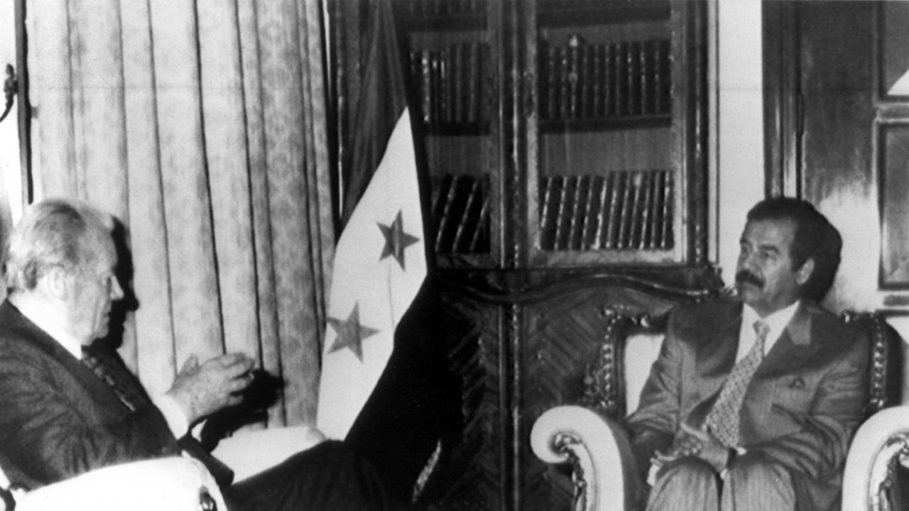 Willy Brandt bei Saddam Hussein in Bagdad 1990