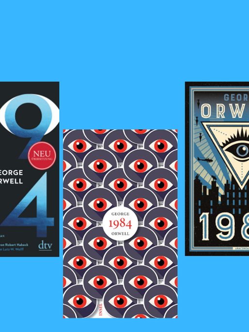 5 Buchcover von Neuübersetzungen des Romans "1984" von George Orwell
