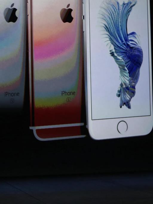 Apple-Chef Tim Cook präsentiert am 9. September 2015 neue Produkte, in diesem Fall gerade das iPhone 6s.