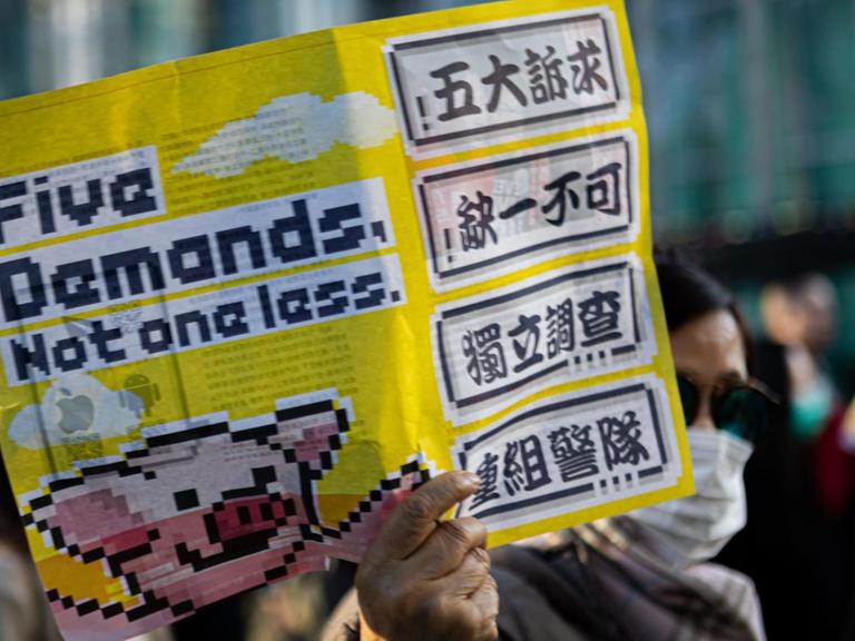 Laut Veranstalterangaben nahmen am 8. Dezember rund 800.000 Menschen an einer Demonstration in Hongkong teil.