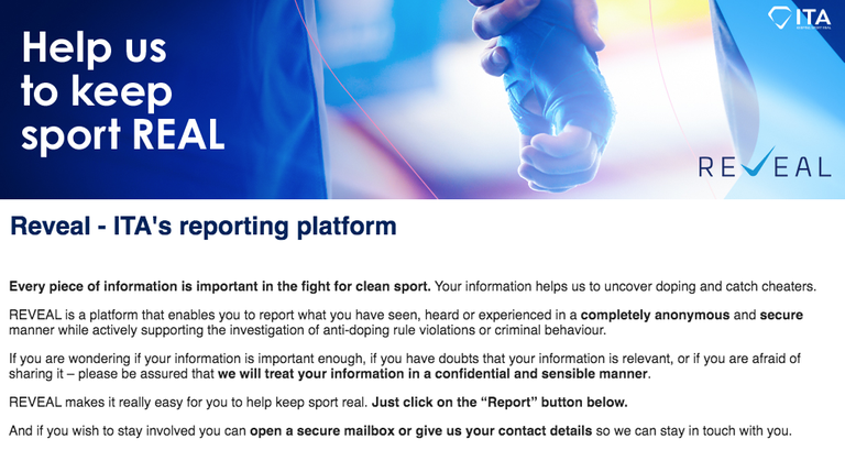 Über die Internetseite „Reveal.Sport“ können jegliche Hinweise zu Doping geben werden.