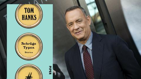 Buchcover Tom Hanks: "Schräge Typen" und ein Portrait von Tom Hanks