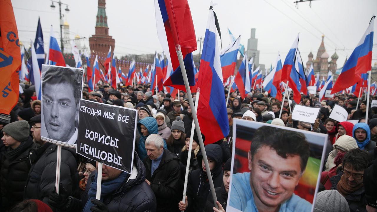 Trauermarsch für den ermordeten Oppositionellen Boris Nemzow in Moskau