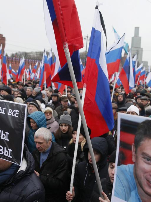 Trauermarsch für den ermordeten Oppositionellen Boris Nemzow in Moskau