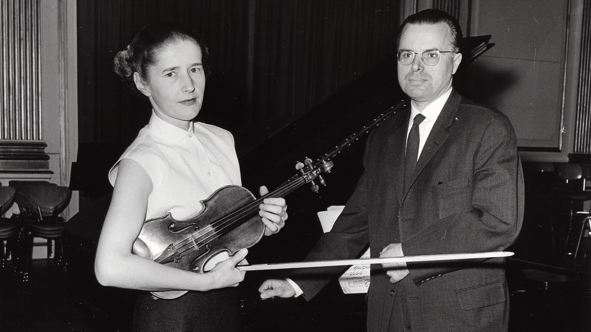 Die Geigerin Johanna Martzy mit ihrem langjährigen Klavierbegleiter Jean Antonietti im Jahr 1964