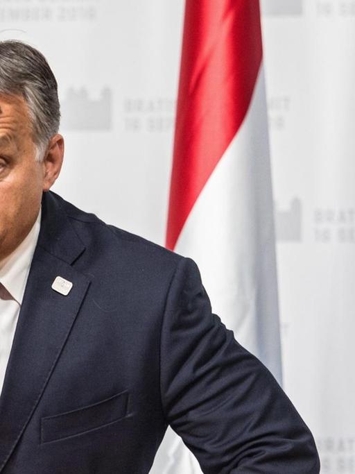 Ungarns Ministerpräsident Victor Orban beim EU-Gipfel in Bratislava, Slowakei.