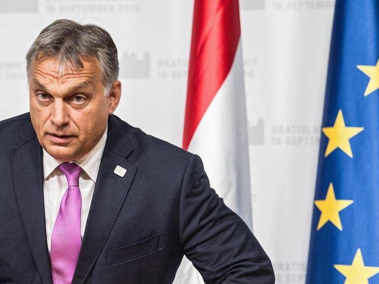 Ungarns Ministerpräsident Victor Orban beim EU-Gipfel in Bratislava, Slowakei.