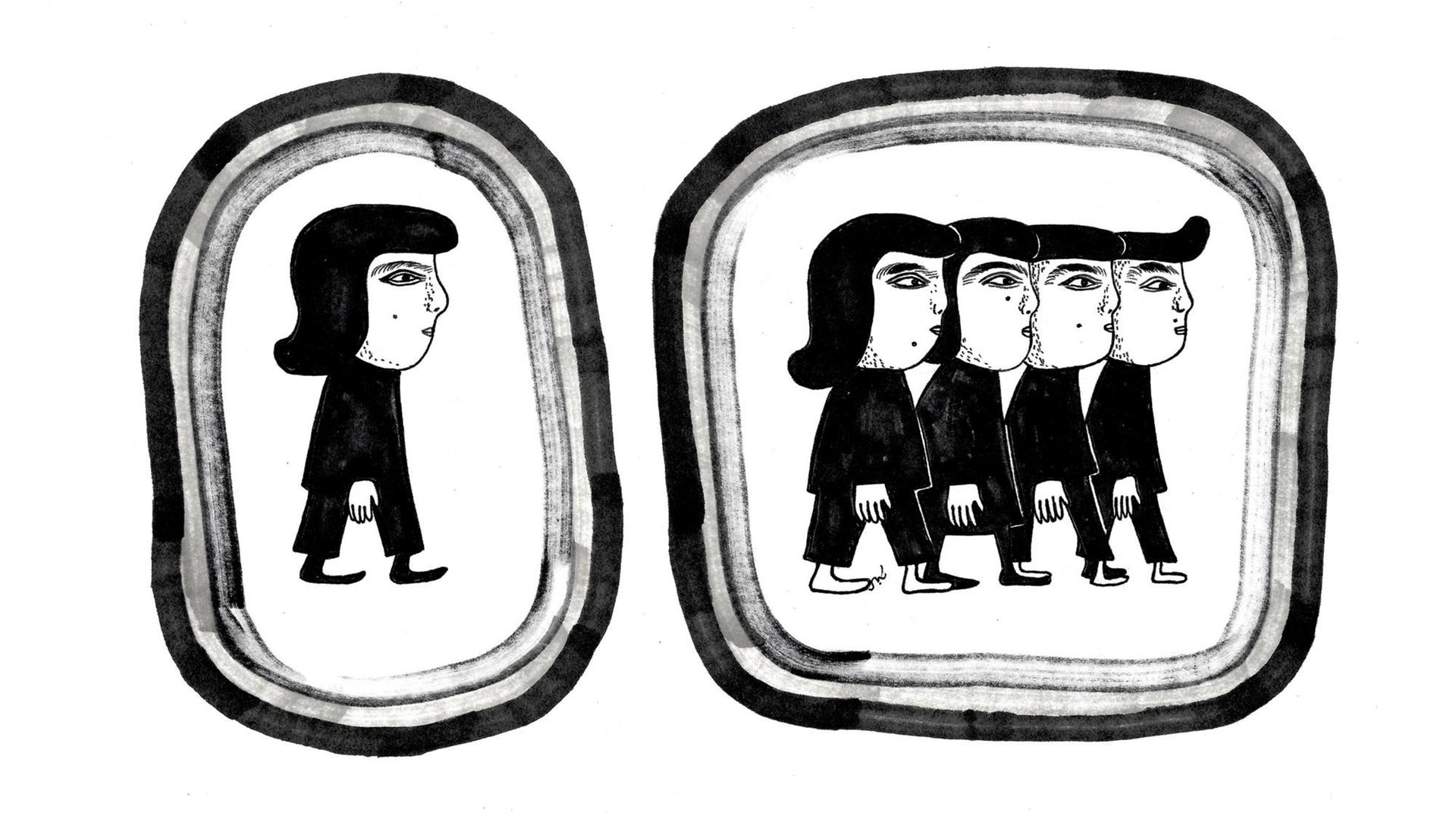 Eine Illustration zur Folge 2 über China aus dem Sammelband »Unbias The News – Warum Journalismus Vielfalt braucht« von Hostwriter, das im CORRECTIV-Verlag erschienen ist.