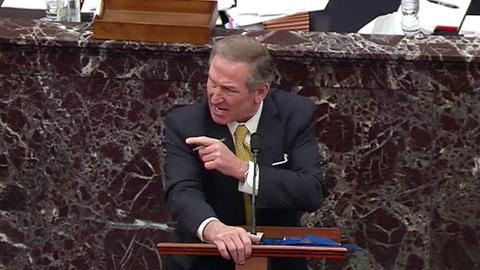 Michael van der Veen, Anwalt von Donald Trump, spricht während des Impeachment-Verfahrens gegen den Ex-US-Präsidenten im Senat