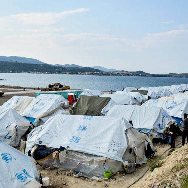 Flüchtlingsunterkunft auf der griechischen Insel Lesbos am 21. März 2021