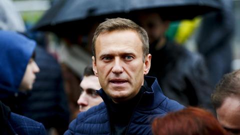 29. September, 2019: Alexej Nawalny während einer Kundgebung zur Unterstützung politischer Gefangener in Moskau.