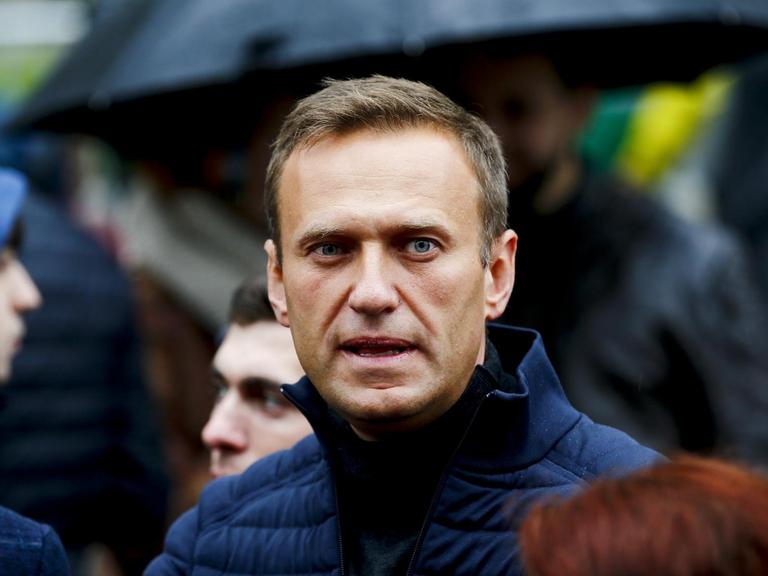 29. September, 2019: Alexej Nawalny während einer Kundgebung zur Unterstützung politischer Gefangener in Moskau.