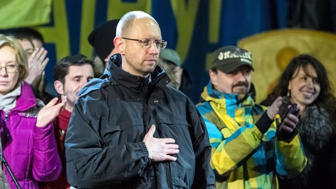 2389426 02/26/2014 Head of the Fatherland party, candidate for the post of Ukrainian Prime Minister Arseny Yatsenyuk giving a speech on Independence Square in Kiev. Andrey Stenin/RIA Novosti